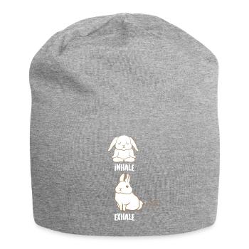 Hasen - Hase - Yoga - Inhale - Exhale - Jersey-Beanie - Grau meliert - Vorne