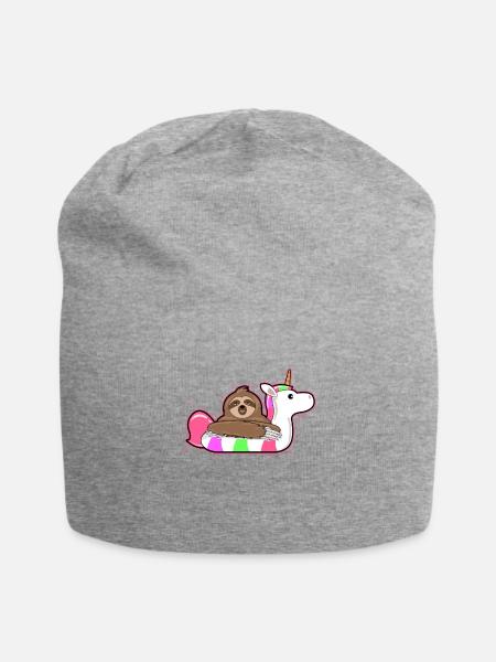 Urlaub - Faultier Unicorn Schwimmring - Geschenk - Jersey-Beanie - Grau meliert