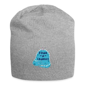 4ème anniversaire anniversaire garçon dinosaure quatre - Bonnet en jersey - gris chiné - Devant