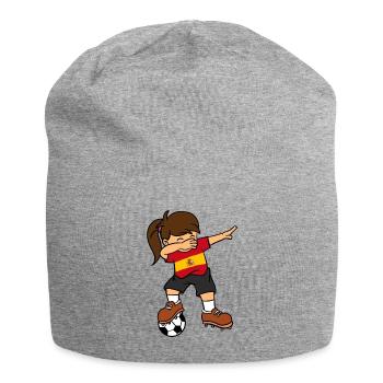 Spain Soccer Ball Dabbing Girl Spaniard Football - Jersey Beanie - heather grey - Front