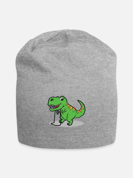 Dinosaurier - Jersey-Beanie - Grau meliert
