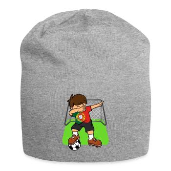 Portugal-Fußball-Ball, der Kind-Portugiese abtupft - Jersey-Beanie - Grau meliert - Vorne