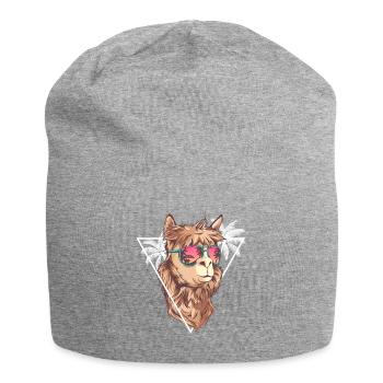 Lama d'été avec des lunettes de soleil - cadeau de Llama - Bonnet en jersey - gris chiné - Devant