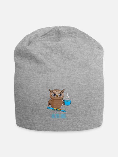 Nachteule mit Kaffee - Jersey-Beanie - Grau meliert