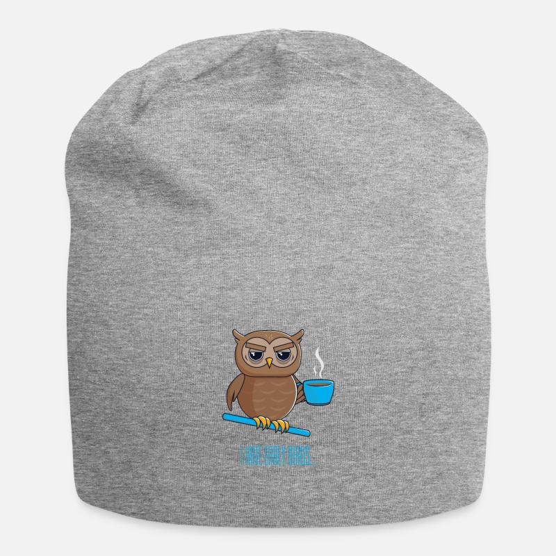 Chouette de nuit avec café - Bonnet en jersey - gris chiné