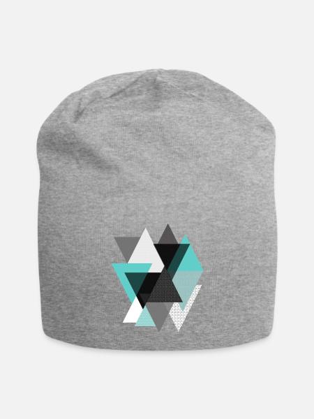 Dreiecke türkis - Jersey-Beanie - Grau meliert