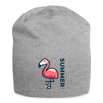 Endlich wieder Sommer - Flamingo - Geschenk - Jersey-Beanie - Grau meliert - Vorne