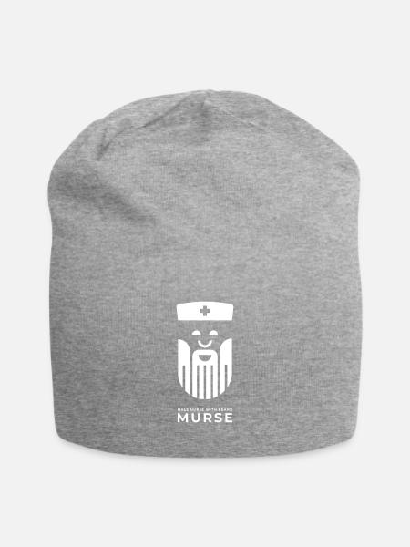 Nurse - "Male Nurse = MURSE" - Gift - Jersey Beanie - heather grey