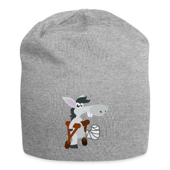 funny animals child motive ill donkey on crutches - Jersey Beanie - heather grey - Front