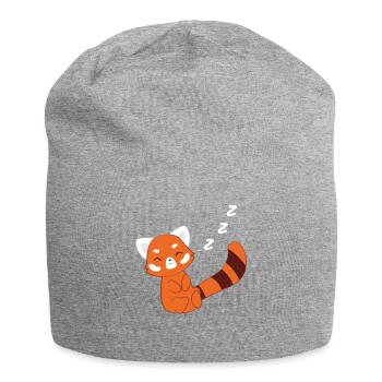 Red Panda - cat bear - sleeping - morning muffle - Jersey Beanie - heather grey - Front