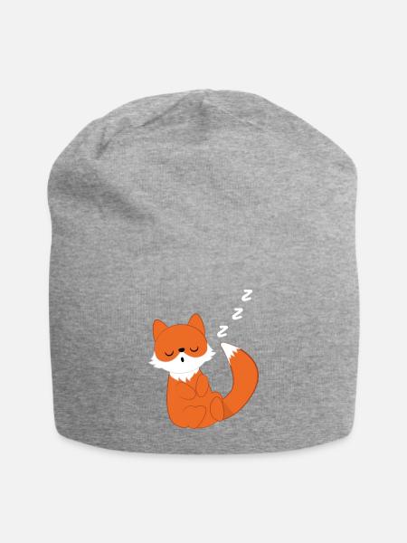 Renard - renarde - Amateurs de renards - dormant - Bonnet en jersey - gris chiné