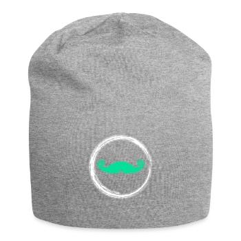 Glow Mustache Neon Party Glowing Effect Retro - Jersey Beanie - heather grey - Front