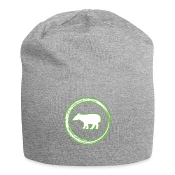Glühen-Kreis-Grün Tapir Neon-glühender Effekt Retro - Jersey-Beanie - Grau meliert - Vorne