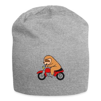 Sloth Riding Motorcycle T-Shirt Funny Animal - Jersey Beanie - heather grey - Front