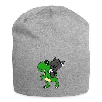 Tapir Riding T-Rex Tapis Malayan drôle en dinosaure - Bonnet en jersey - gris chiné - Devant