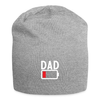 Funny Low Battery Dad daddy and son gift - Jersey Beanie - heather grey - Front
