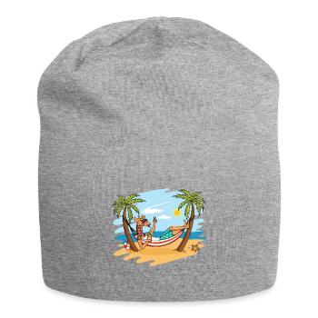 Drôle de girafe sur le cadeau de vacances d'été de plage - Bonnet en jersey - gris chiné - Devant