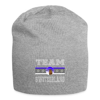 Schweiz Schweizer Murmeltier Edelweiss Geschenk - Jersey-Beanie - Grau meliert - Vorne