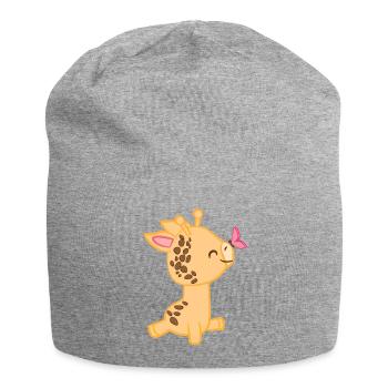 Girafe - Girafes - Girafe fan - Papillon - Bonnet en jersey - gris chiné - Devant