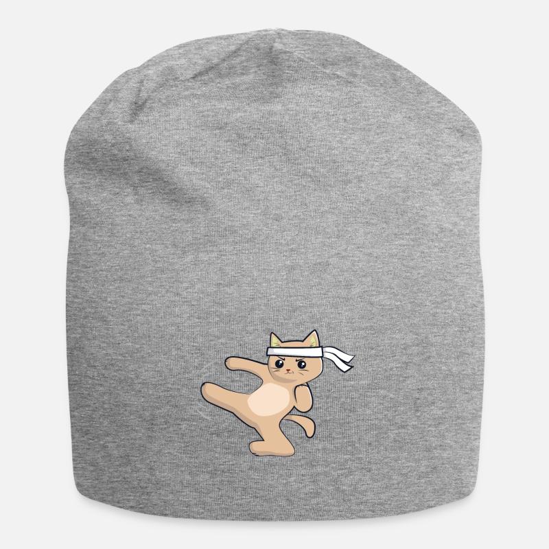 Chat de karaté / arts martiaux - Bonnet en jersey - gris chiné