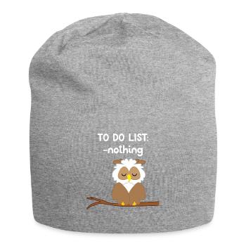 Eule - Uhu - Kauz - Eulen T-Shirt - Faulenzer - Jersey-Beanie - Grau meliert - Vorne