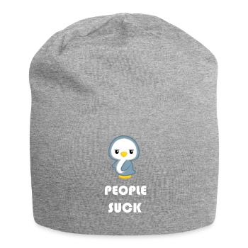 Pingouin - Pingouins - Motif pingouin - Les gens sucent - Bonnet en jersey - gris chiné - Devant