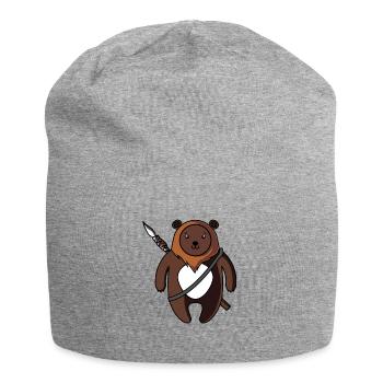 süßer Bär mit Speer - Jersey-Beanie - Grau meliert - Vorne