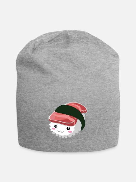 Süßes Lachs Nigiri Sushi - Jersey-Beanie - Grau meliert