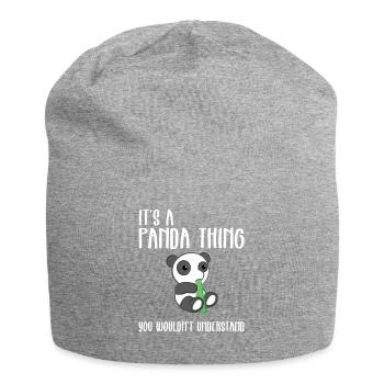 Panda - Panda T-Shirt - Pandamotiv - Geschenk - Jersey-Beanie - Grau meliert - Vorne
