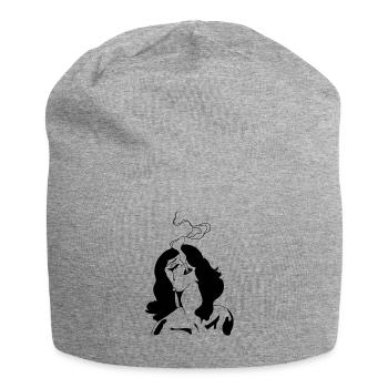 Smoking woman tears tuxedo - Jersey Beanie - heather grey - Front