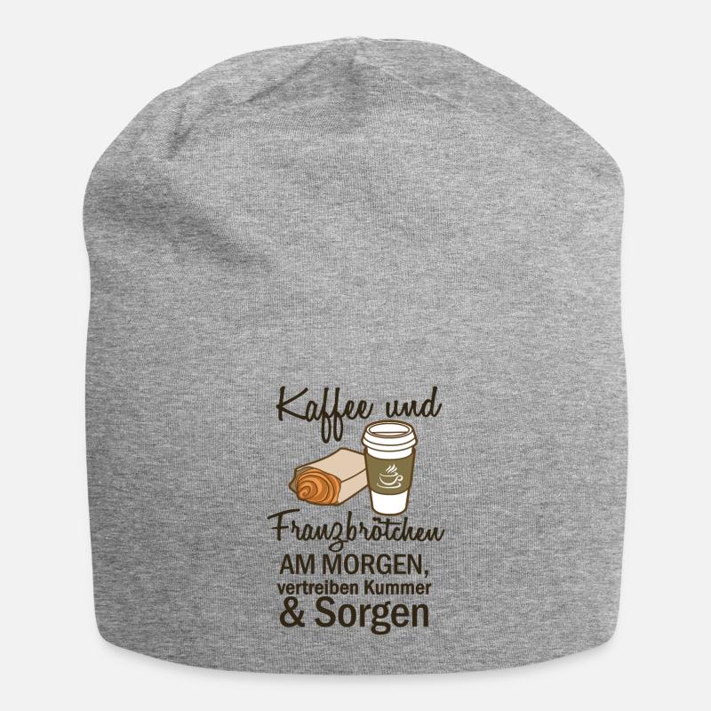 Kaffee & Franzbroetchen (Schwarz) - Jersey-Beanie - Grau meliert