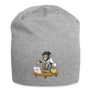 Monkey in front of laptop - Jersey Beanie - heather grey - Front