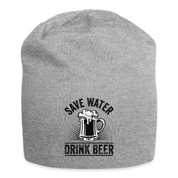 SAVE WATER DRINK BEER lustiges Statement Geschenk - Jersey-Beanie - Grau meliert - Vorne