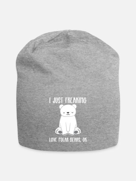 Eisbär - Eisbärmotiv- Eisbär T-Shirt - I love - Jersey-Beanie - Grau meliert