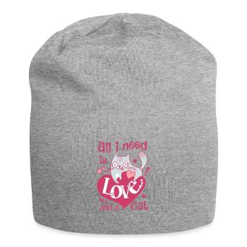 All I need is love and a cat - Jersey-Beanie - Grau meliert - Vorne