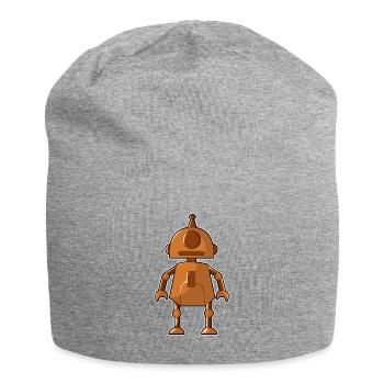 Petit robot orange - Bonnet en jersey - gris chiné - Devant