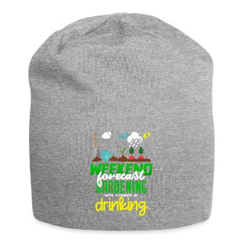 Wochenend-Vorhersage Gartenarbeit mit einer Chance zu trinken - Jersey-Beanie - Grau meliert - Vorne