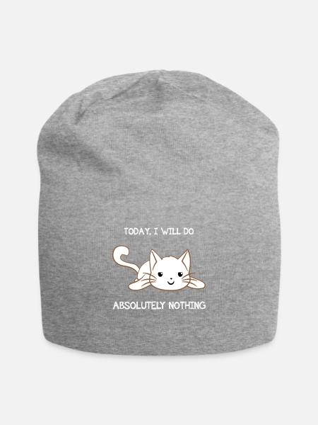 Katze - Katzen T-Shirt - Katzen - Faulpelz - Jersey-Beanie - Grau meliert