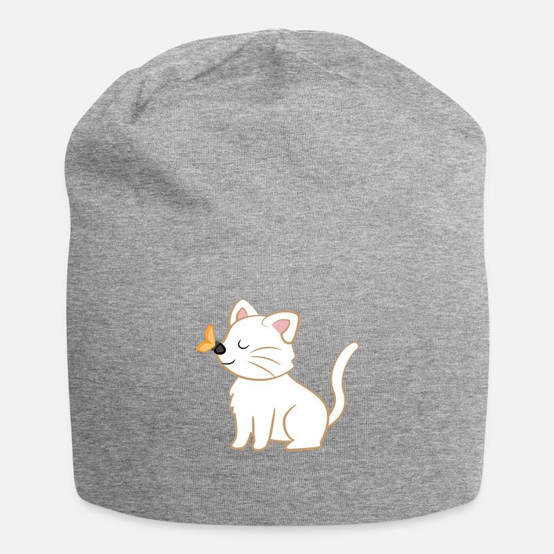 Chat - chats T-shirt - chats - papillon - Bonnet en jersey - gris chiné