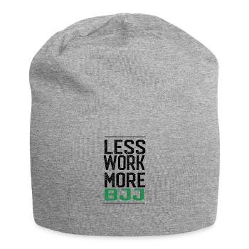Drôle BJJ, chemise MMA - moins de travail, plus BJJ - Bonnet en jersey - gris chiné - Devant