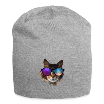 chat - Bonnet en jersey - gris chiné - Devant