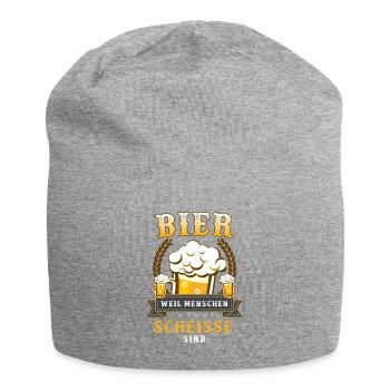 Bier lustig Männerabend saufen Geschenk Geburtstag - Jersey-Beanie - Grau meliert - Vorne