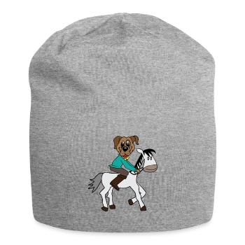 Hund reitet Pferd Jockey - Jersey-Beanie - Grau meliert - Vorne