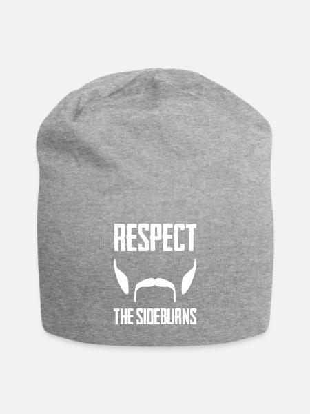 Respektieren Sie die Koteletten-lustige Schnurrbart-Bart-Grafik - Jersey-Beanie - Grau meliert