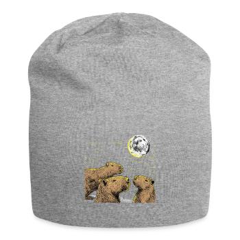Three moon Capybaras shirt sloth, ferret lovers - Jersey Beanie - heather grey - Front
