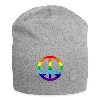 Signe de la paix - Paix et harmonie - Bonnet en jersey - gris chiné - Devant