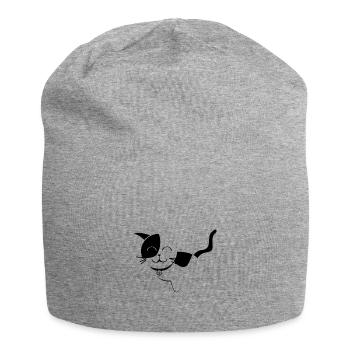 cat black and white - Jersey Beanie - heather grey - Front