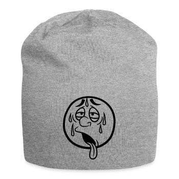 gesicht comic cartoon kreis rund erschoepft sonne - Jersey-Beanie - Grau meliert - Vorne