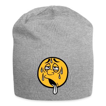 cercle de dessin animé visage dessin animé rond soleil épuisé - Bonnet en jersey - gris chiné - Devant