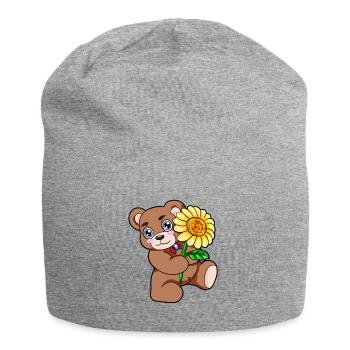 Teddy Bear Flower Sunflower - Jersey Beanie - heather grey - Front